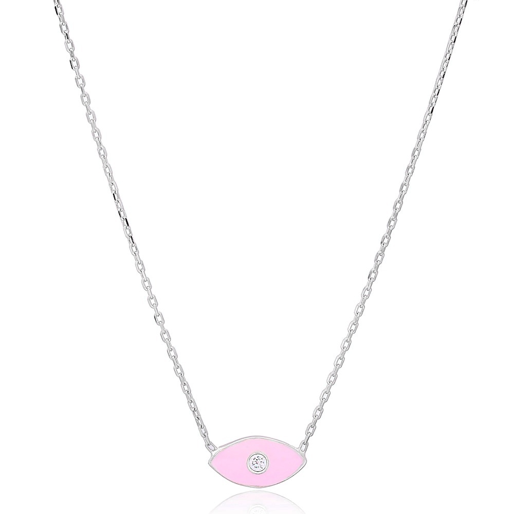 Sterling Silver Pink Evil Eye Enamel Necklace – Pink Was Never Cooler